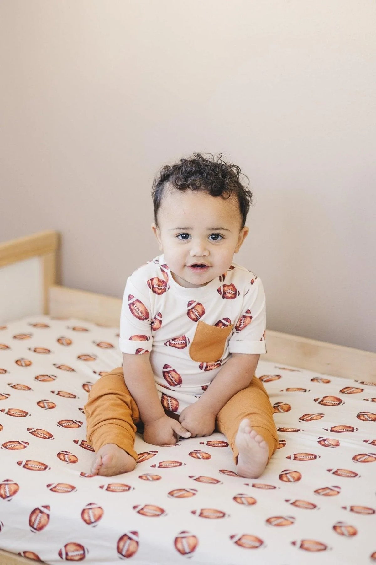 Football Print Bamboo Crib Sheet - BIG FRENCHIES
