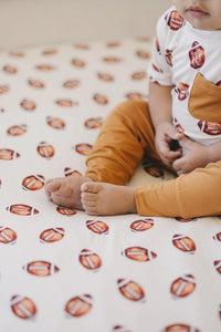 Football Print Bamboo Crib Sheet - BIG FRENCHIES