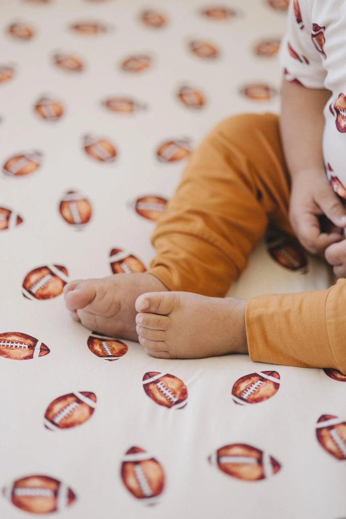 Football Print Bamboo Crib Sheet - BIG FRENCHIES