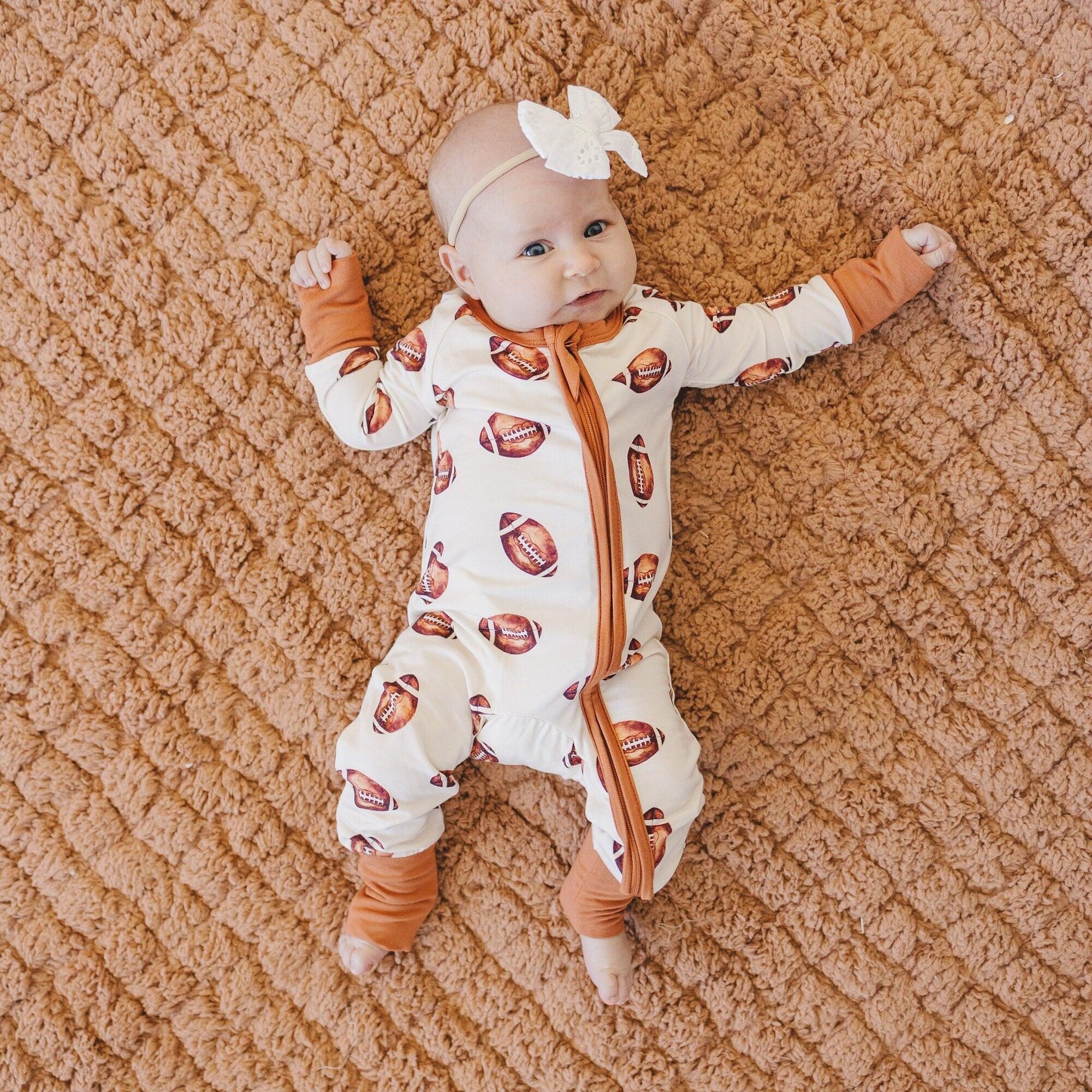 Football Print Bamboo Zippy Romper - BIG FRENCHIES