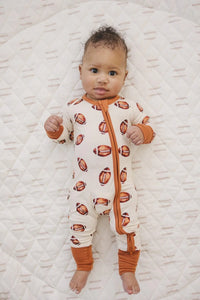 Football Print Bamboo Zippy Romper - BIG FRENCHIES