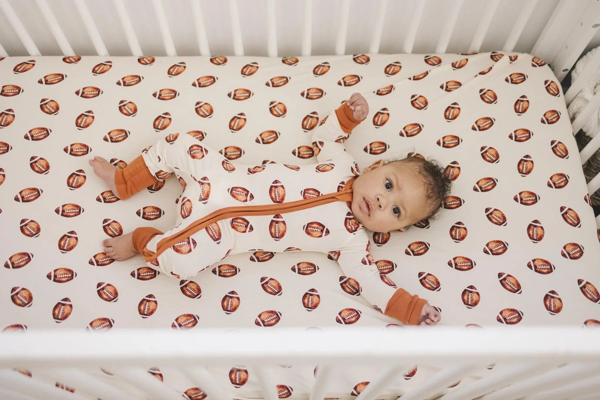 Football Print Bamboo Zippy Romper - BIG FRENCHIES