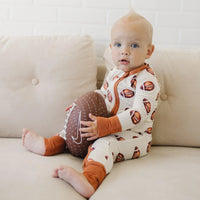 Football Print Bamboo Zippy Romper - BIG FRENCHIES