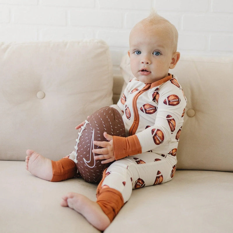 Football Print Bamboo Zippy Romper - BIG FRENCHIES