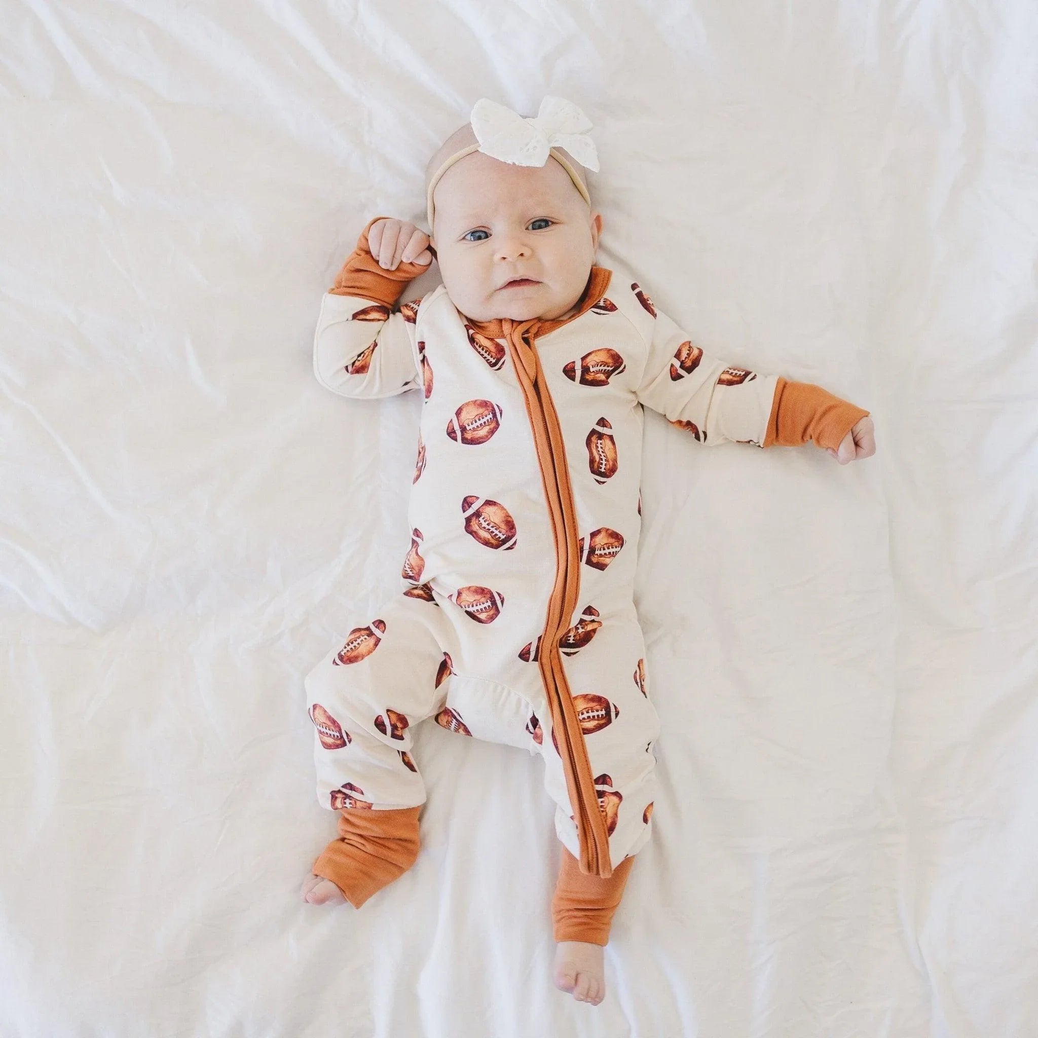 Football Print Bamboo Zippy Romper - BIG FRENCHIES