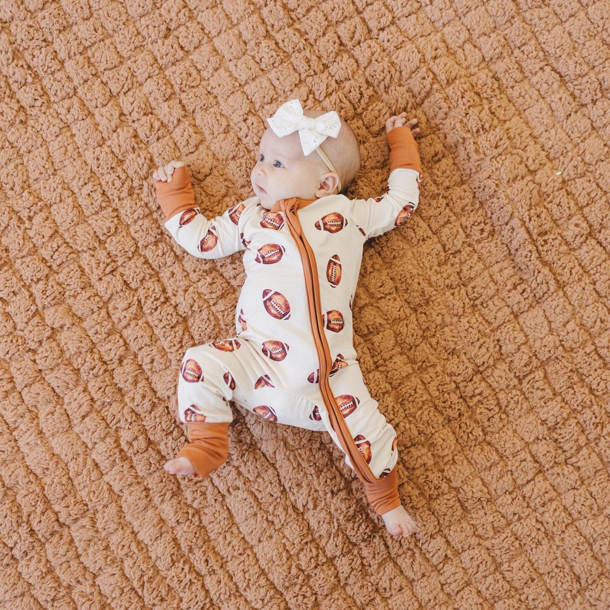 Football Print Bamboo Zippy Romper - BIG FRENCHIES