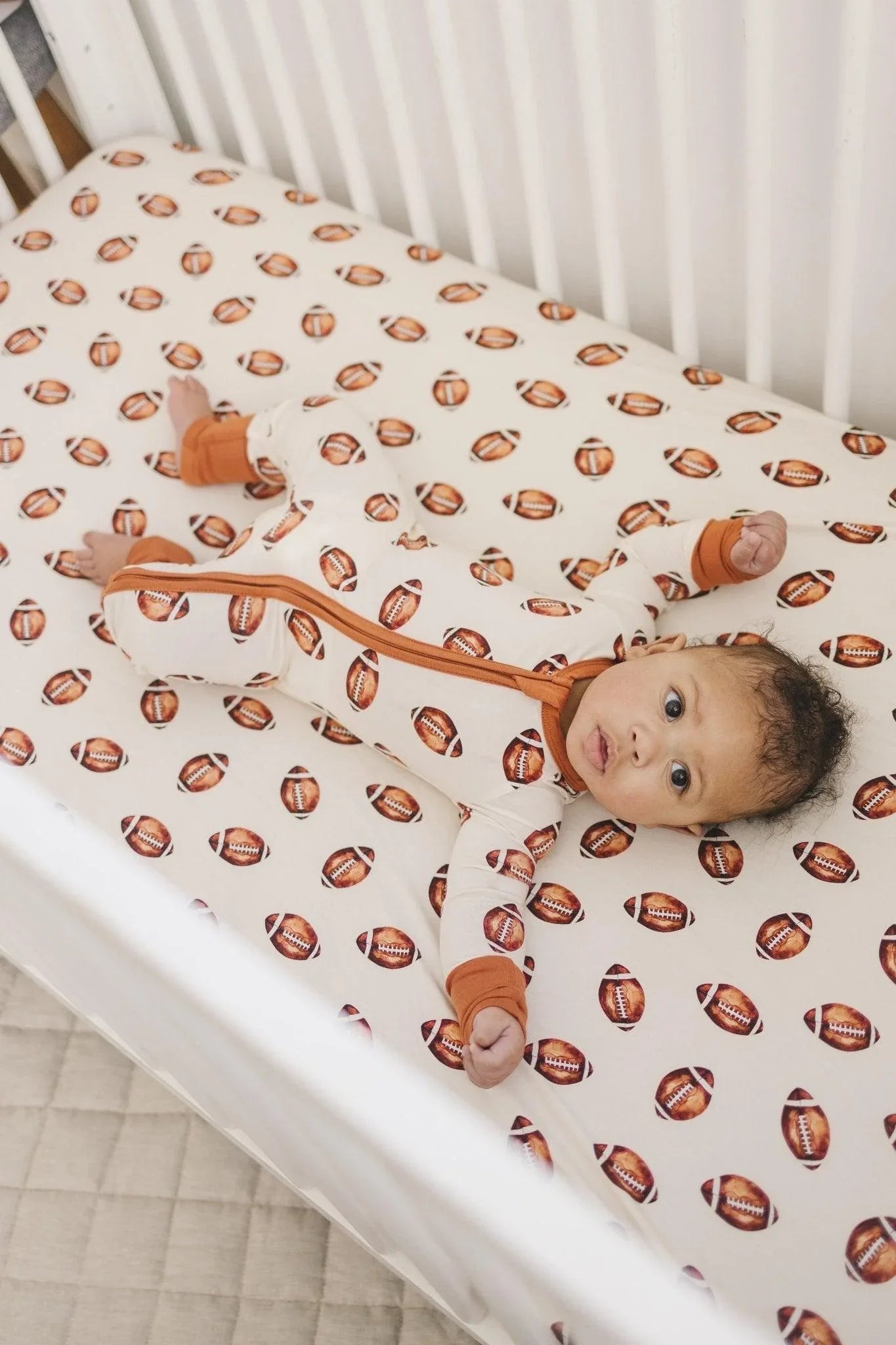 Football Print Bamboo Zippy Romper - BIG FRENCHIES