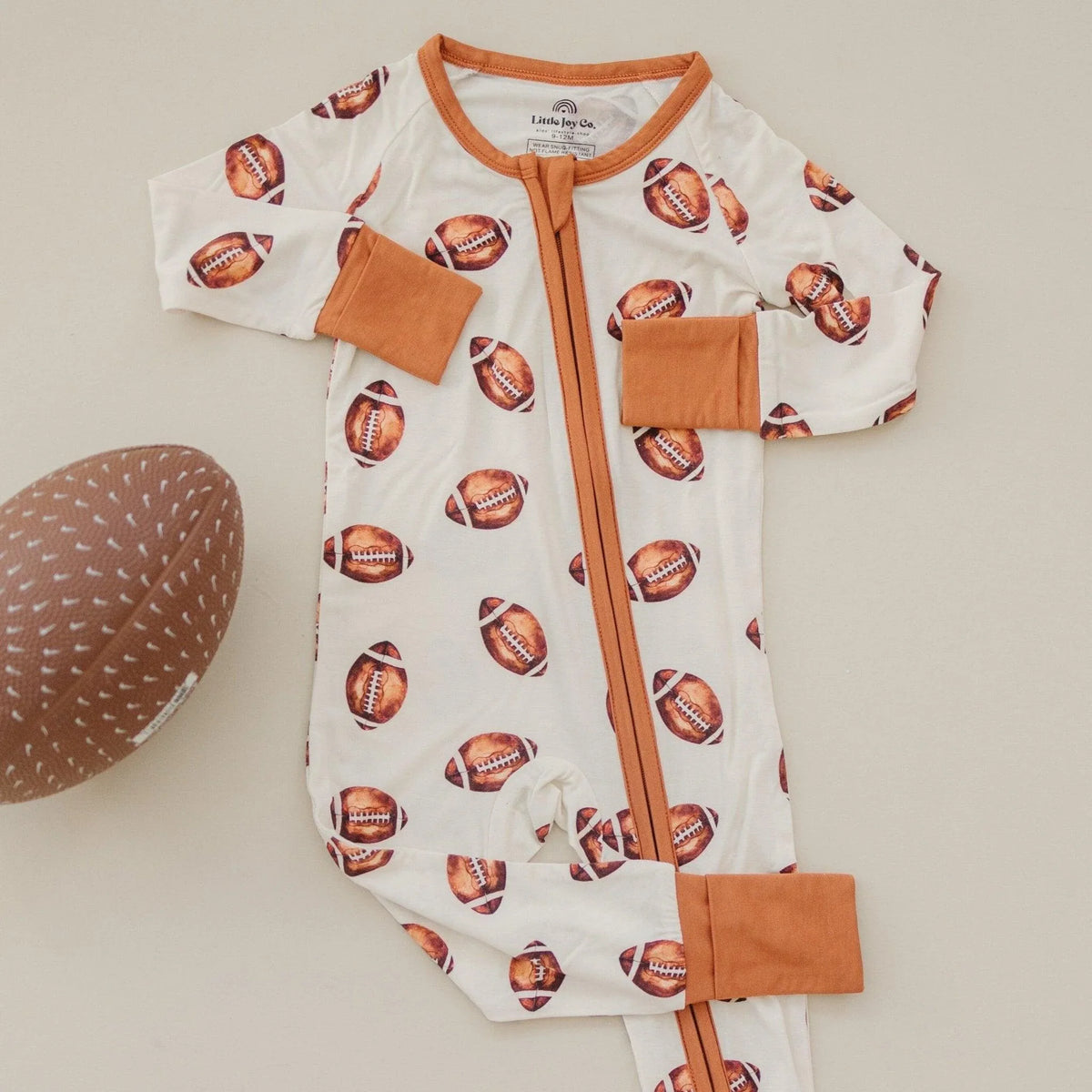 Football Print Bamboo Zippy Romper - BIG FRENCHIES