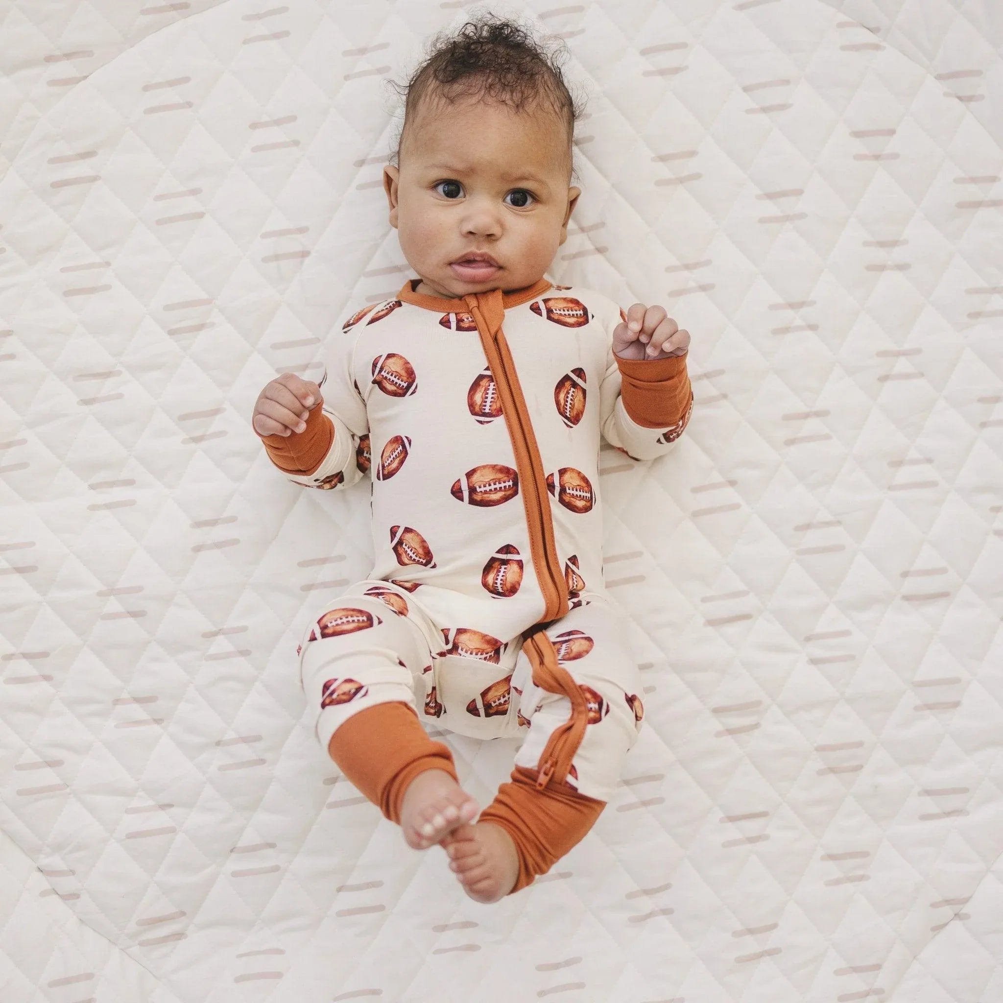 Football Print Bamboo Zippy Romper - BIG FRENCHIES