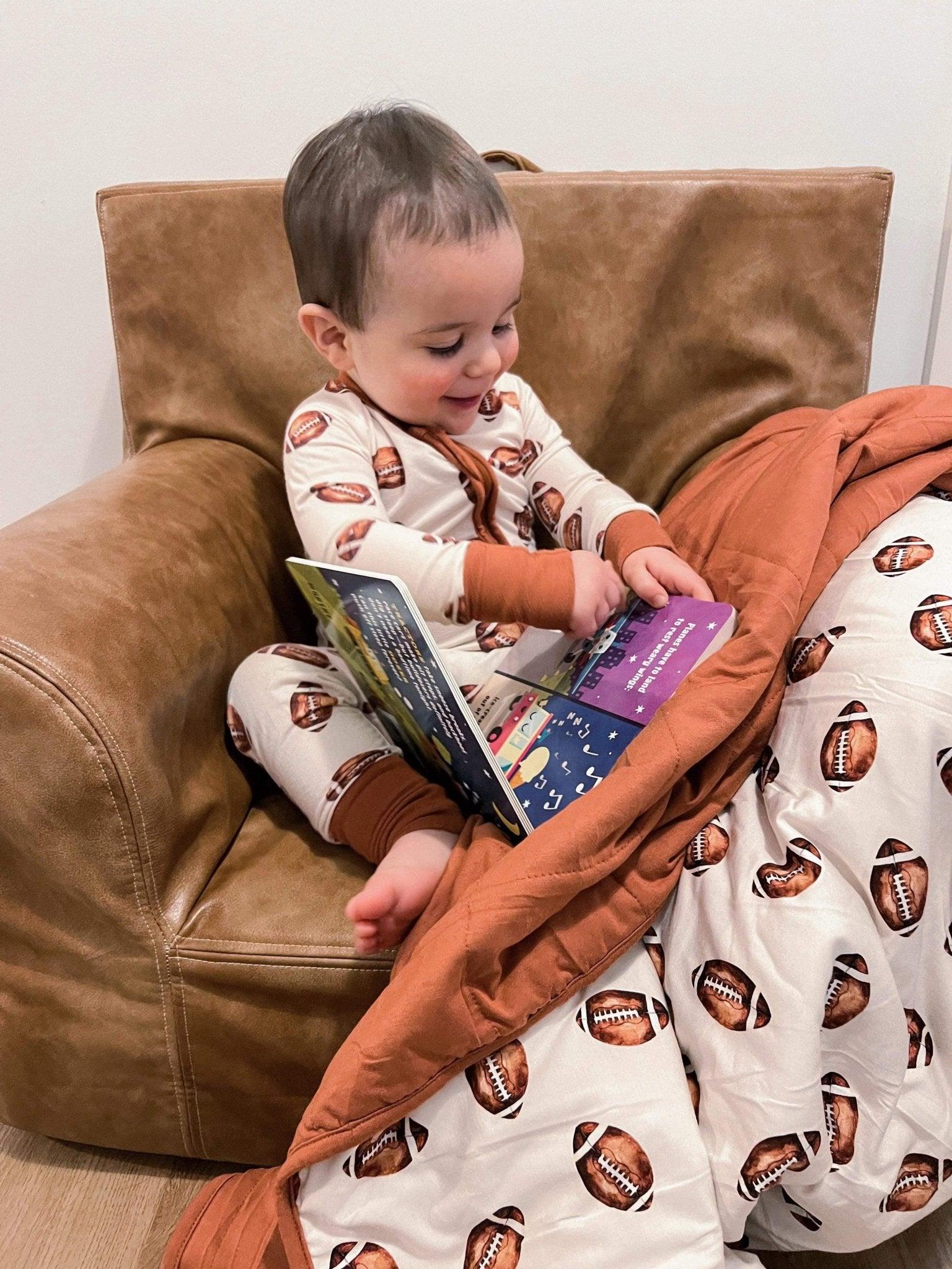 Football Print Quilted Bamboo Blanket - 1.0 Tog - BIG FRENCHIES
