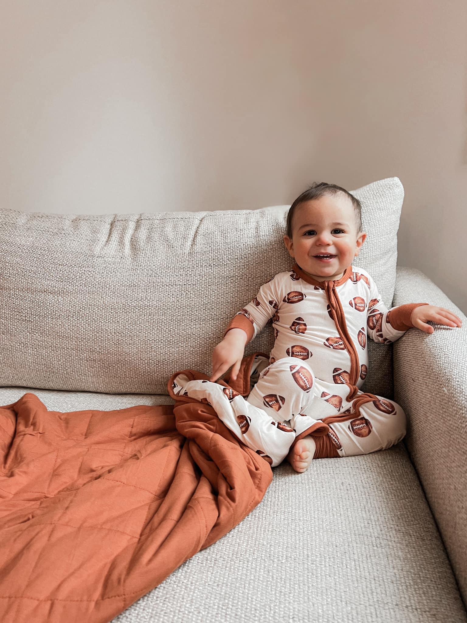 Football Print Quilted Bamboo Blanket - 1.0 Tog - BIG FRENCHIES