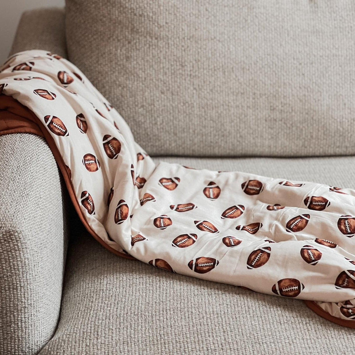 Football Print Quilted Bamboo Blanket - 1.0 Tog - BIG FRENCHIES