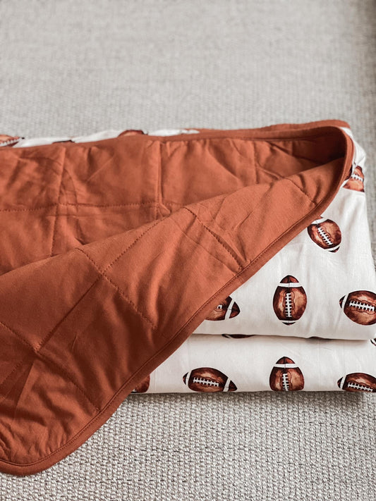 Football Print Quilted Bamboo Blanket - 1.0 Tog - BIG FRENCHIES