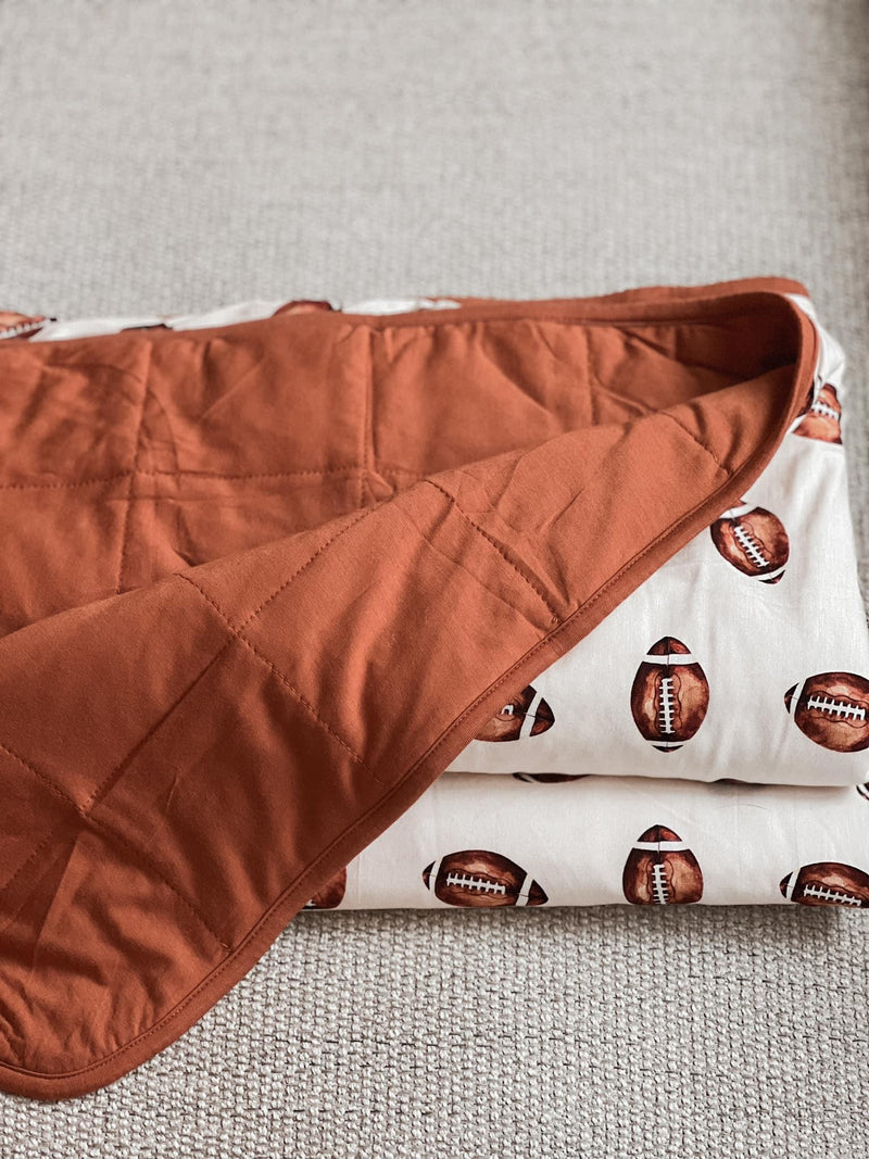 Football Print Quilted Bamboo Blanket - 1.0 Tog - BIG FRENCHIES