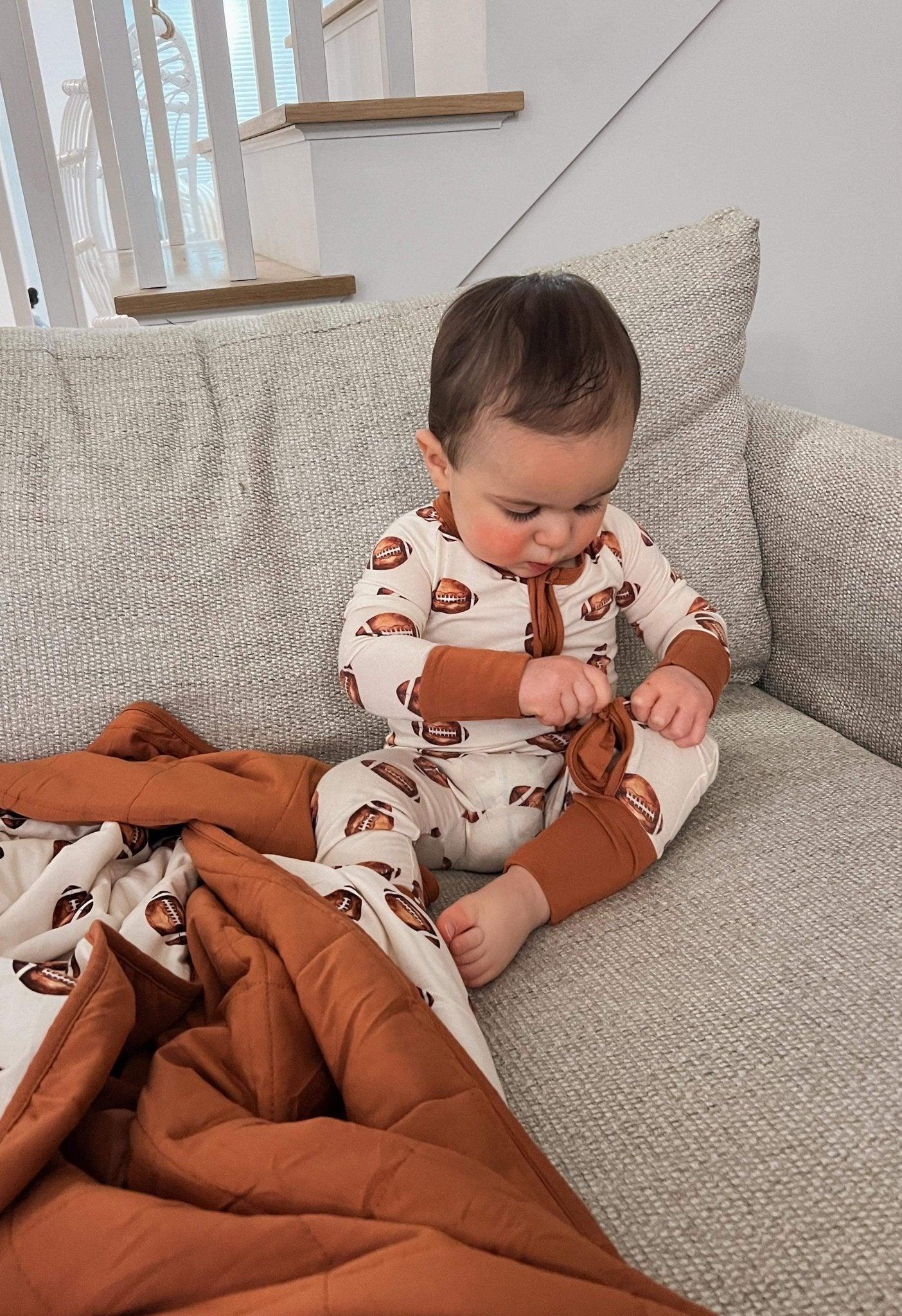 Football Print Quilted Bamboo Blanket - 1.0 Tog - BIG FRENCHIES