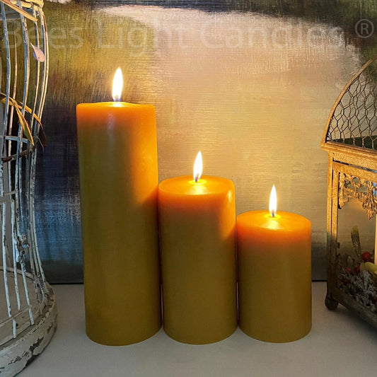 4" Beeswax Pillar Candle Set of 4x6+4x8+4x11 - BIG FRENCHIES