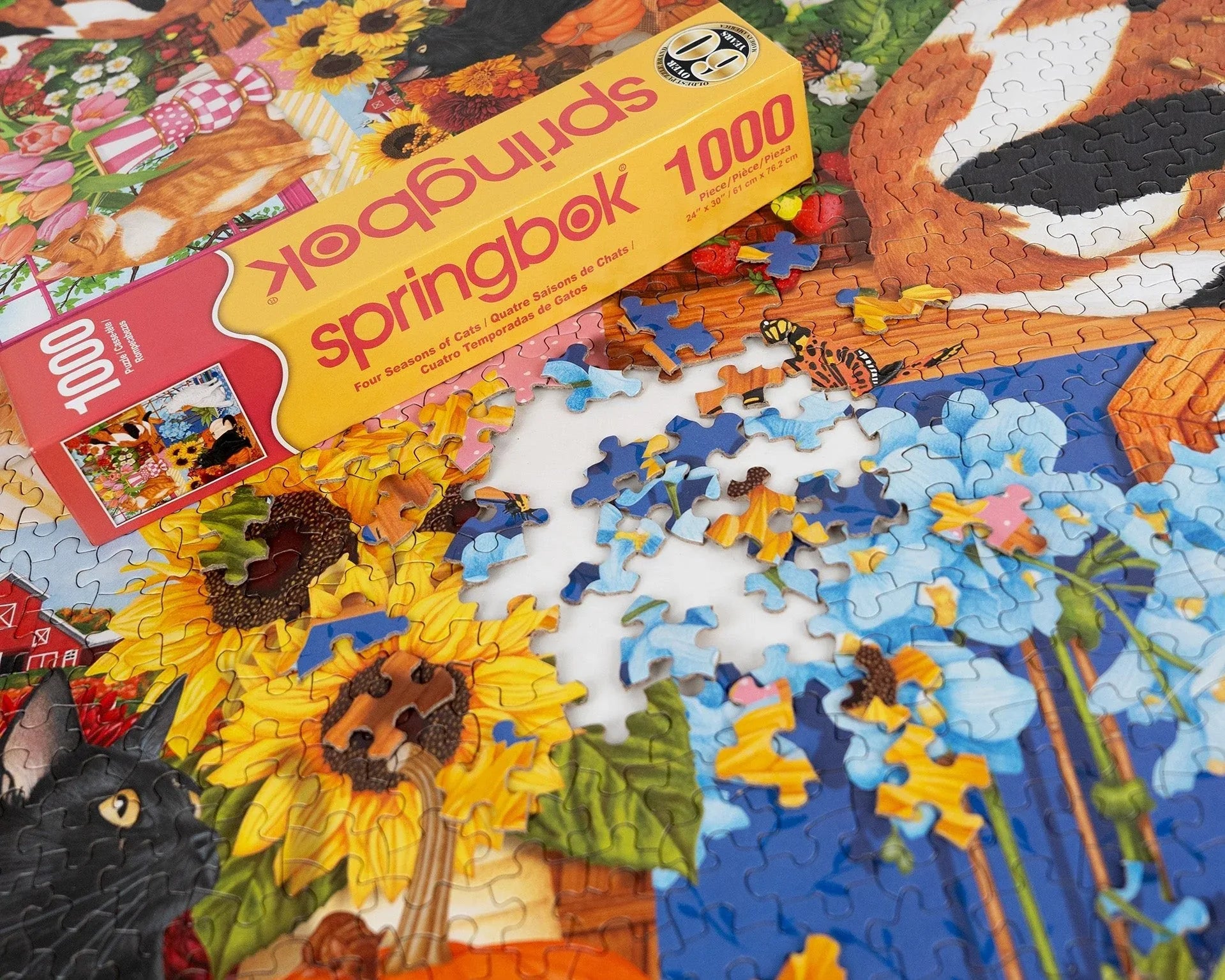 Four Seasons of Cats 1000 Piece Jigsaw Puzzle | Springbok Puzzles - BIG FRENCHIES