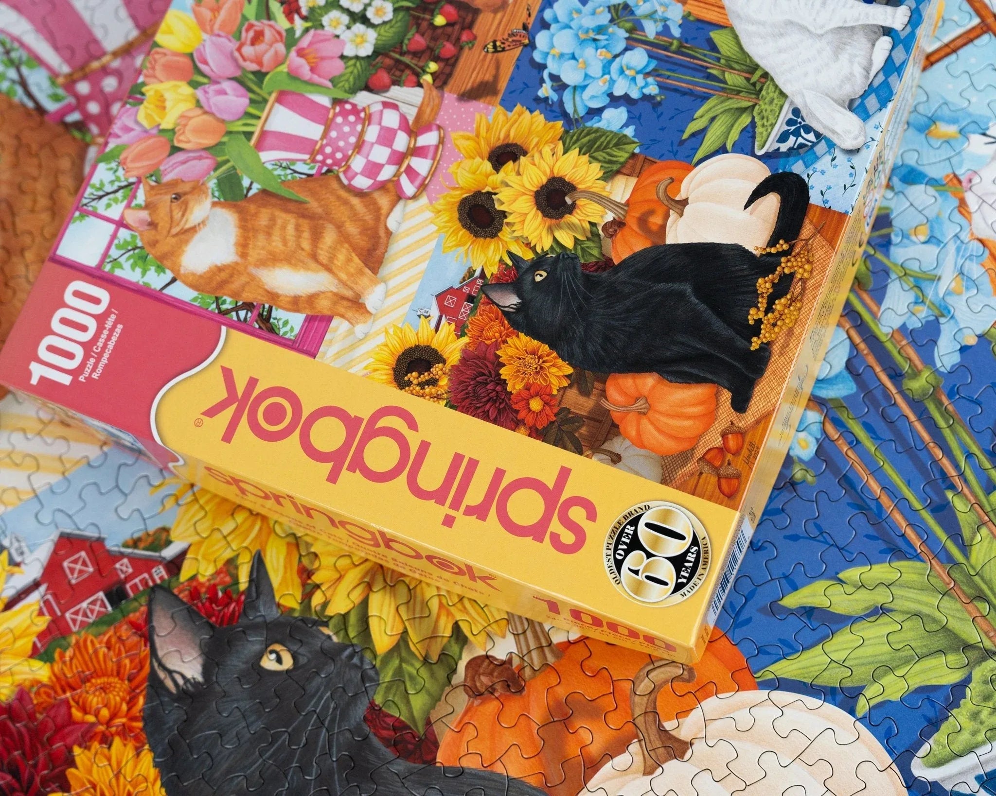 Four Seasons of Cats 1000 Piece Jigsaw Puzzle | Springbok Puzzles - BIG FRENCHIES