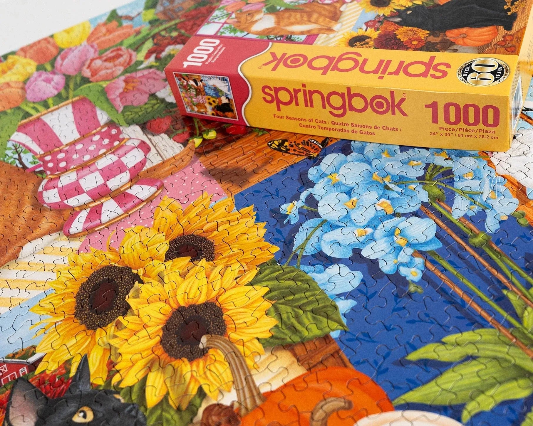 Four Seasons of Cats 1000 Piece Jigsaw Puzzle | Springbok Puzzles - BIG FRENCHIES
