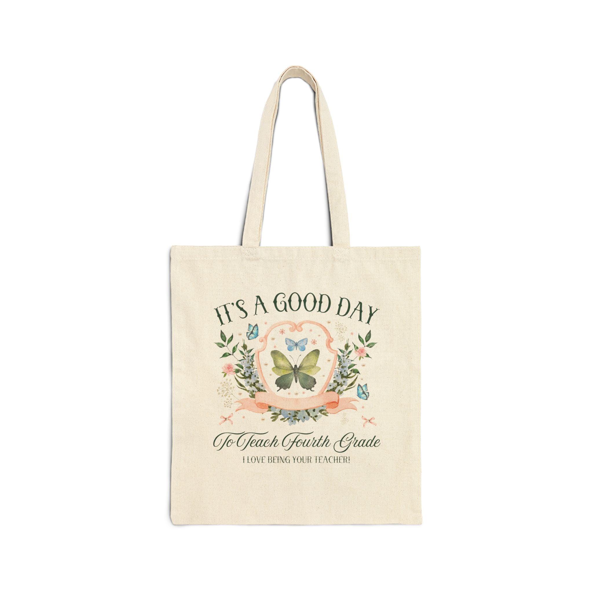 Fourth Grade Teacher Tote Bag with Butterflies - BIG FRENCHIES