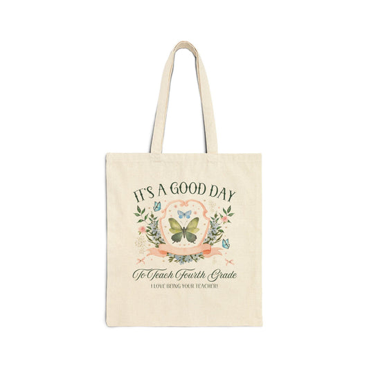 Fourth Grade Teacher Tote Bag with Butterflies - BIG FRENCHIES