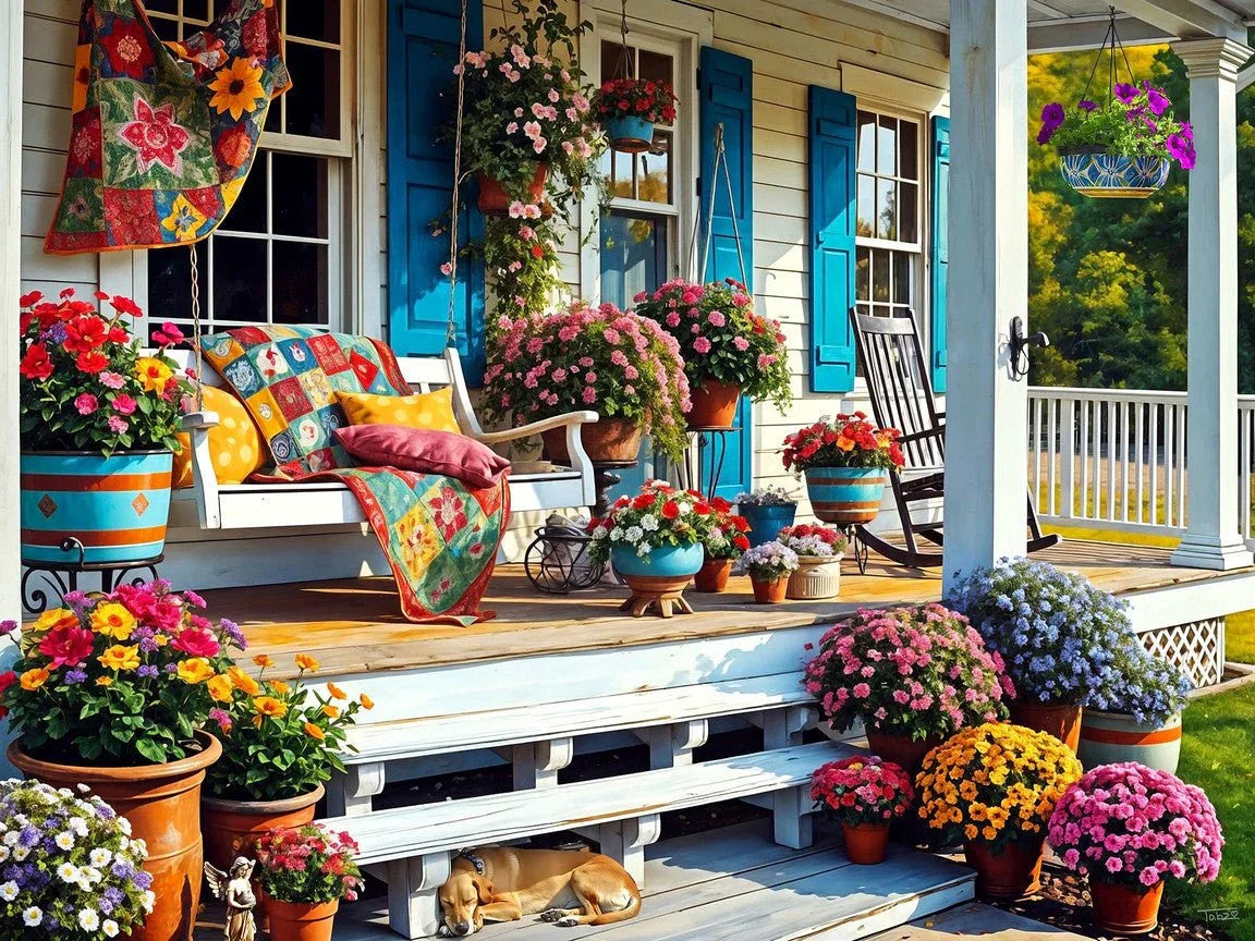 Front Porch 500 Piece Jigsaw Puzzle | Springbok Puzzles - BIG FRENCHIES