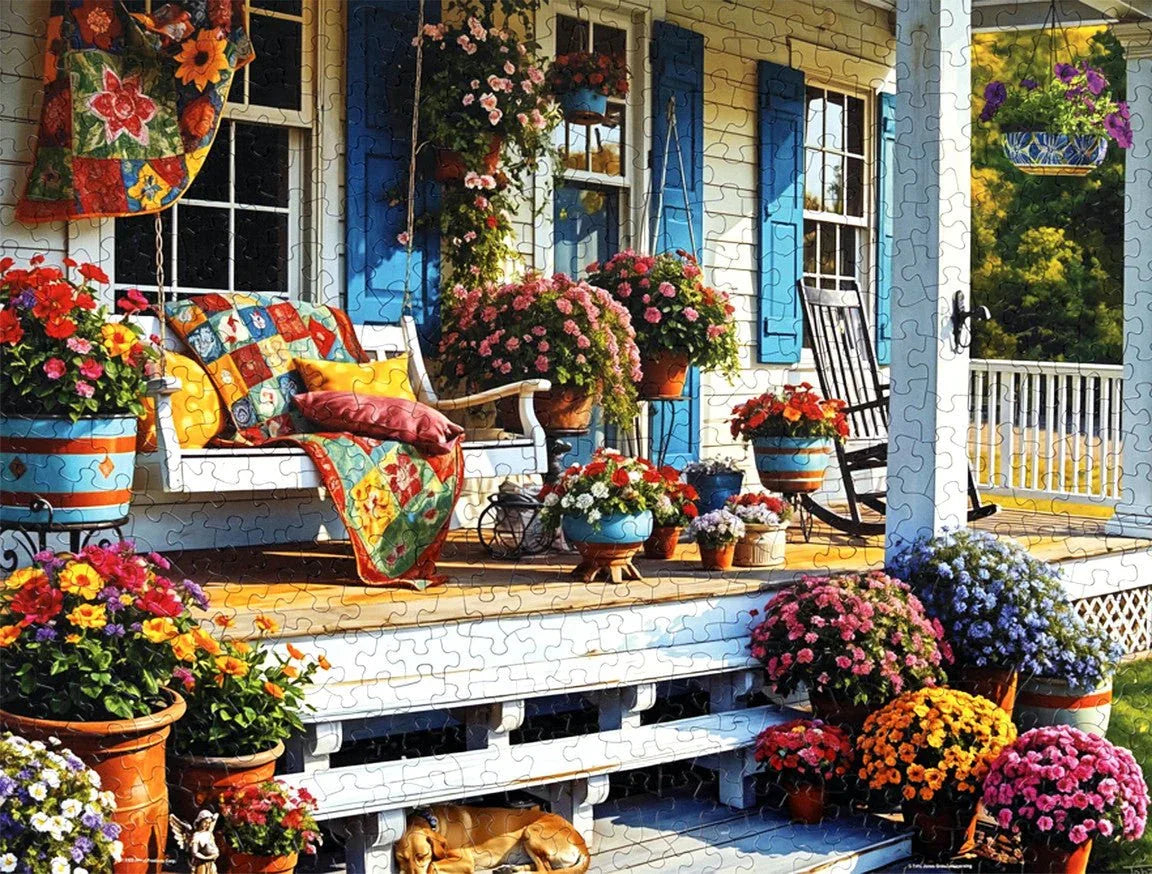 Front Porch 500 Piece Jigsaw Puzzle | Springbok Puzzles - BIG FRENCHIES