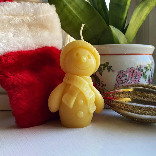 Snowman Beeswax Candle - BIG FRENCHIES
