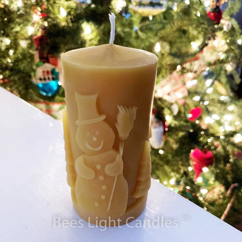 Frosty The Snowman Beeswax Pillar Candle - BIG FRENCHIES