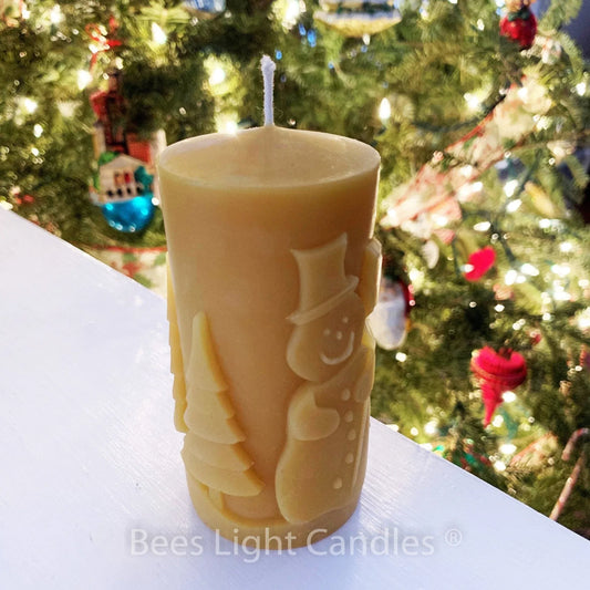 Frosty The Snowman Beeswax Pillar Candle - BIG FRENCHIES
