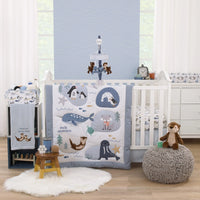 Arctic Adventure Light Blue and Brown Walrus and Sea Otter Plush Carousel Style Musical Mobile - BIG FRENCHIES
