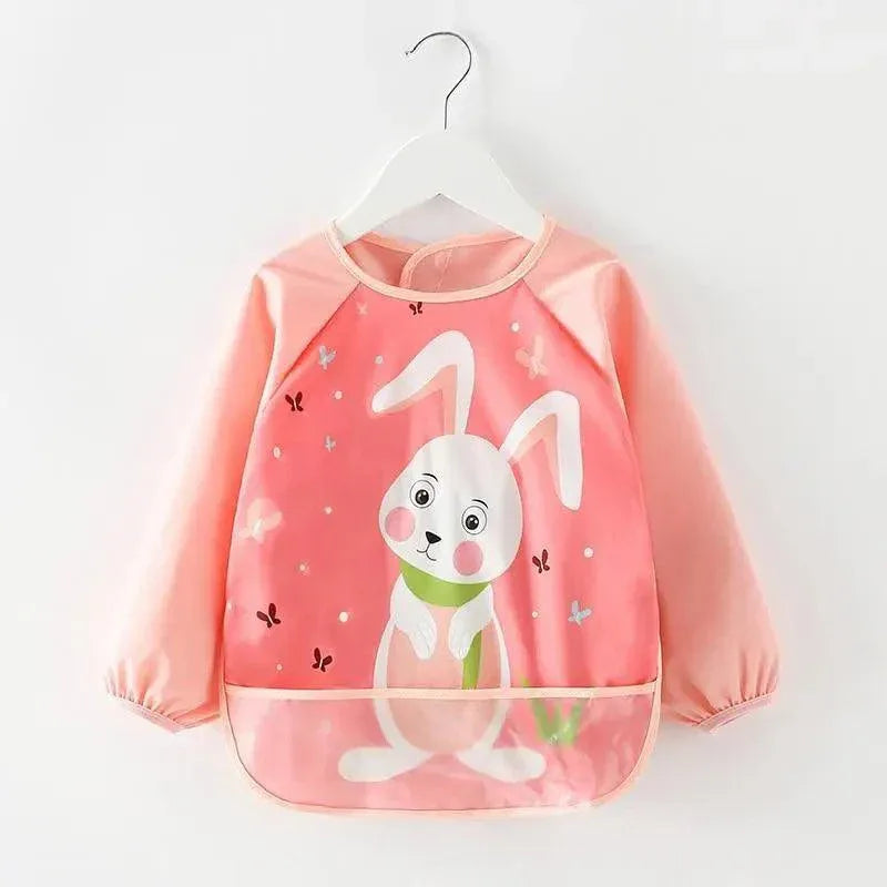 Full Body Adjustable Cute Cartoon Waterproof Eating Long Sleeve Apron Bib With Pocket For Babies Wonderful Gift - BIG FRENCHIES