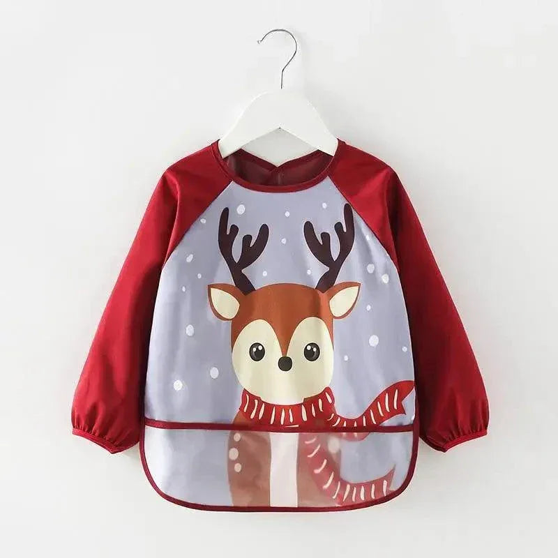 Full Body Adjustable Cute Cartoon Waterproof Eating Long Sleeve Apron Bib With Pocket For Babies Wonderful Gift - BIG FRENCHIES