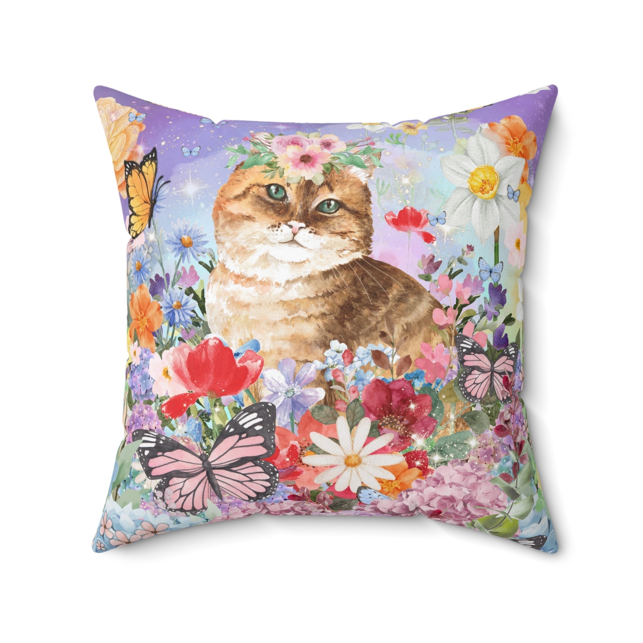 Funny Floral Cat Pillow