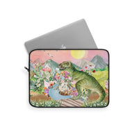 Funny Dinosaur Laptop Sleeve for Science Major or Paleontology Professor: T-Rex Holding Flowers - BIG FRENCHIES