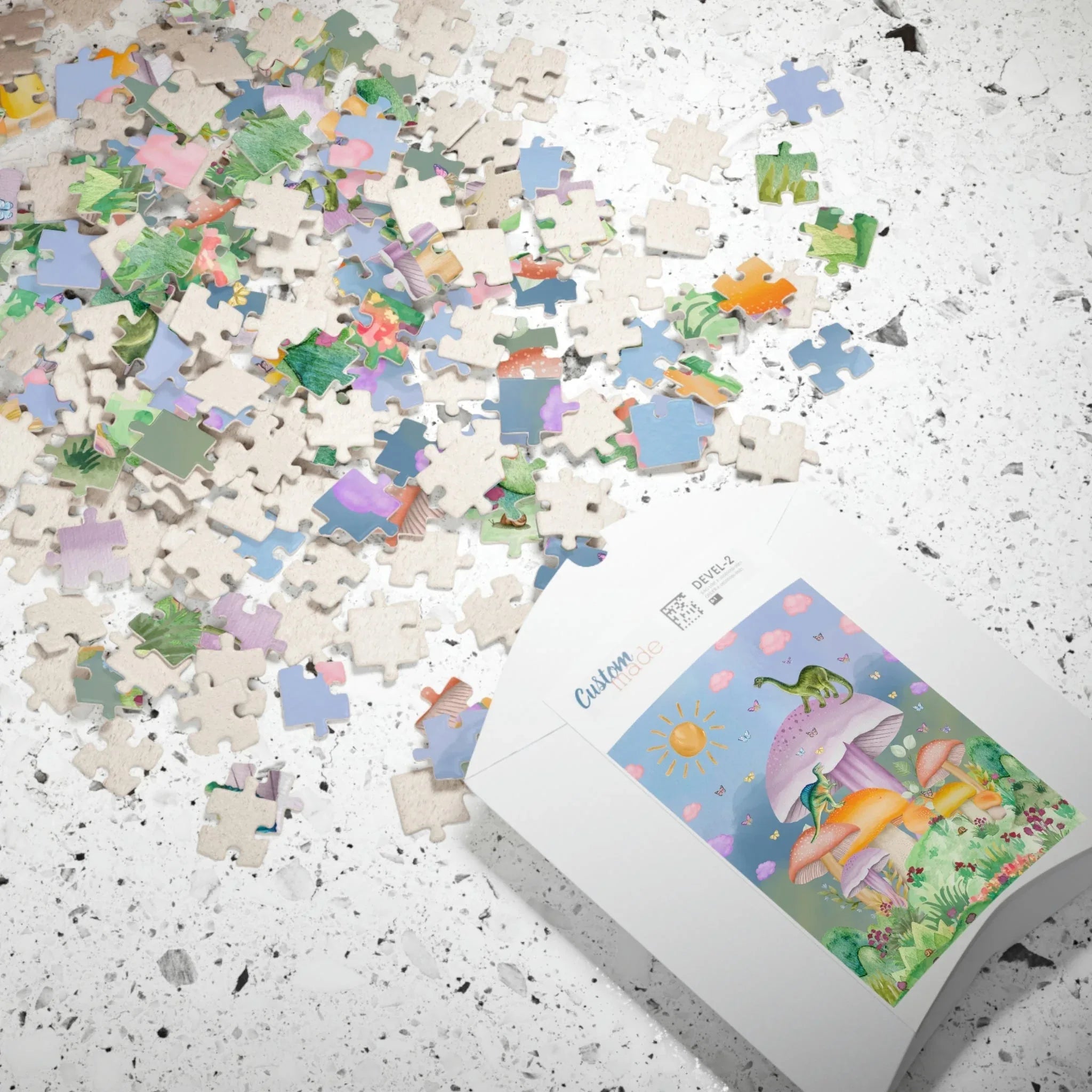 Funny Dinosaur Puzzle with Mushrooms: Creative Butterfly Puzzle for Adults with 70s Vibe - BIG FRENCHIES