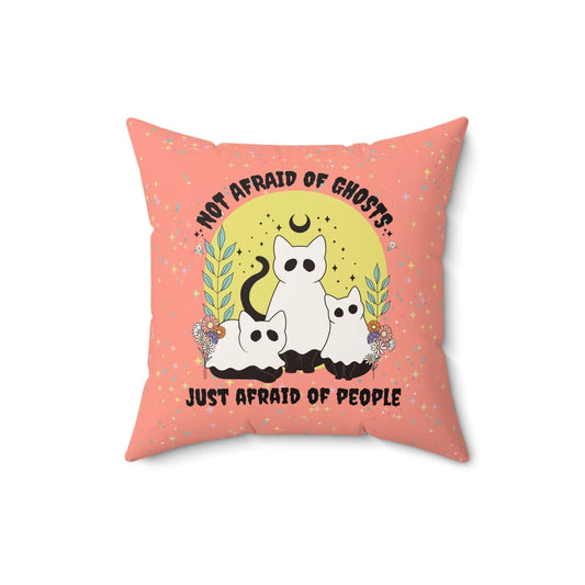 Funny Halloween Cat Pillow for Spooky Anxious Introvert Who Loves Ghosts and Cats - BIG FRENCHIES