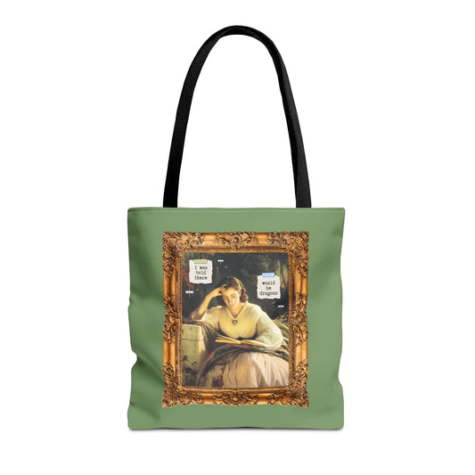 Funny Romantasy Reader Tote Bag for Bookworm Who Loves Dragons - BIG FRENCHIES