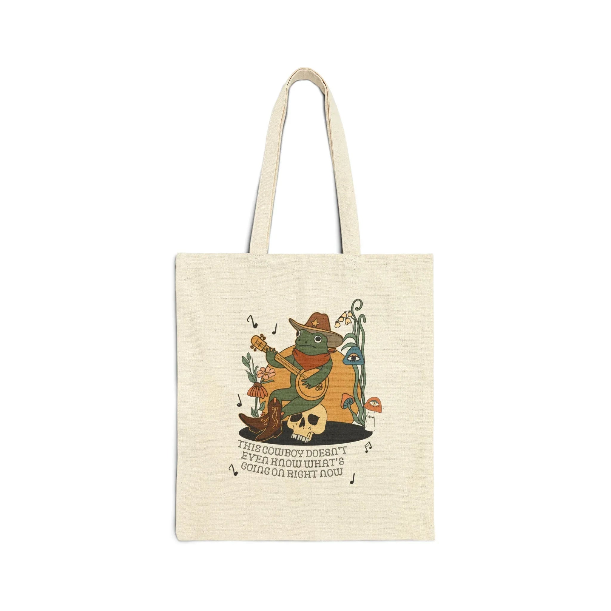 Funny Western Frog Tote Bag: This Cowboy Doesn't Even Know What's Going On Right Now - BIG FRENCHIES