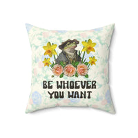 Funny Whimsigoth Frog Lover Pillow with Flowers: Be Whoever You Want | Funny Animal Pillow - BIG FRENCHIES