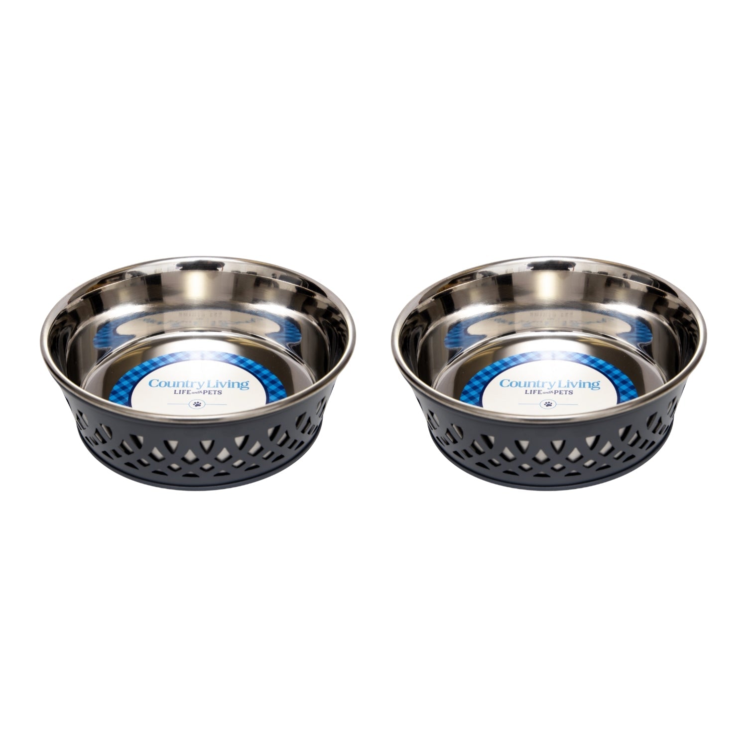 Country Living Set of 2 Stainless Steel Dog Bowls – Farmhouse Style, Ideal for Small to Medium Dogs - BIG FRENCHIES
