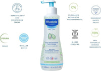 Mustela No-Rinse Baby Cleansing Water, 10.14 fl oz - Gentle, Natural, Vegan Formula for Sensitive Skin