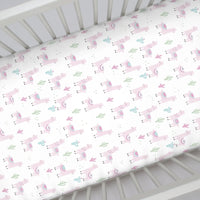 NoJo Super Soft Pink Llama Nursery Mini Crib Fitted Sheet - BIG FRENCHIES