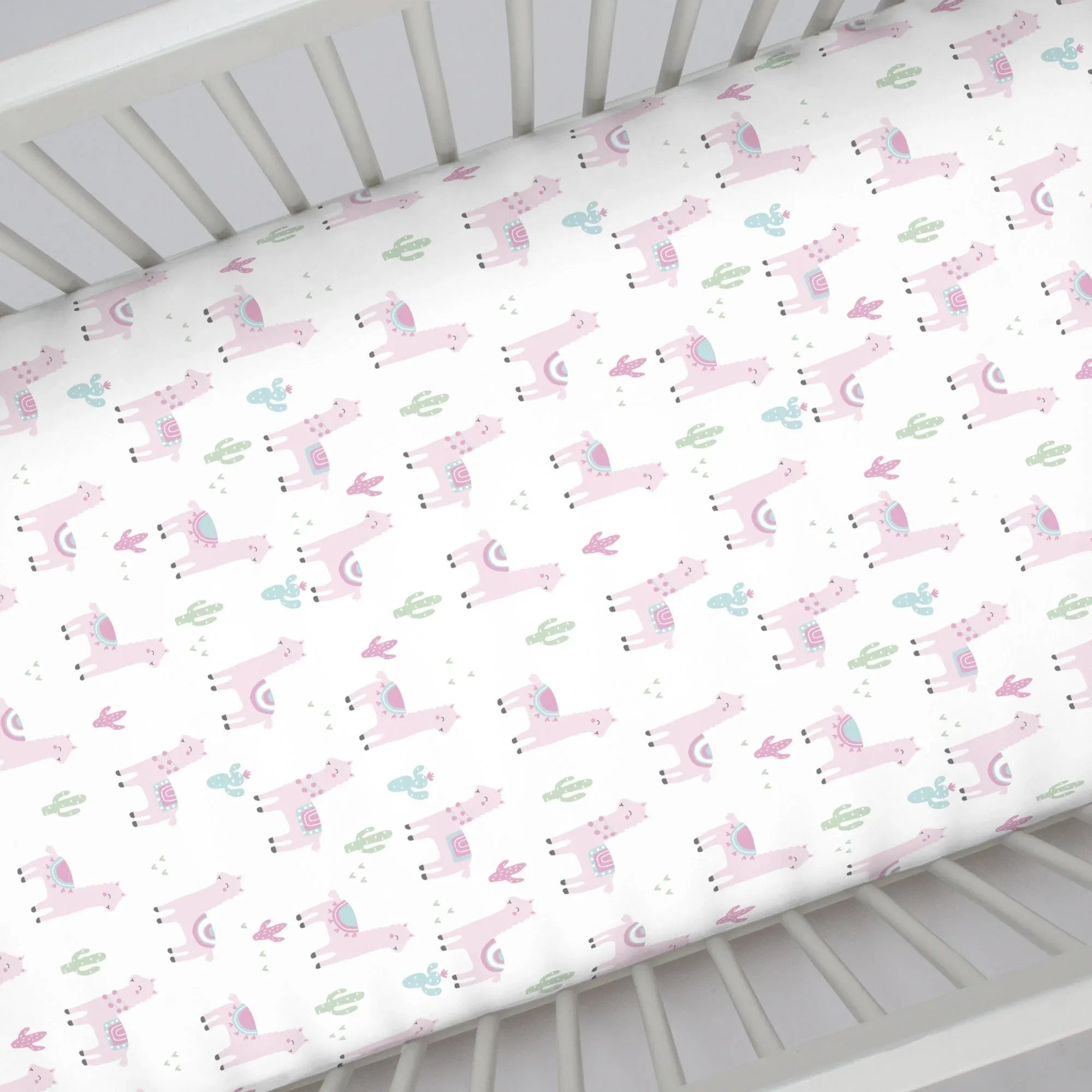NoJo Super Soft Pink Llama Nursery Mini Crib Fitted Sheet - BIG FRENCHIES