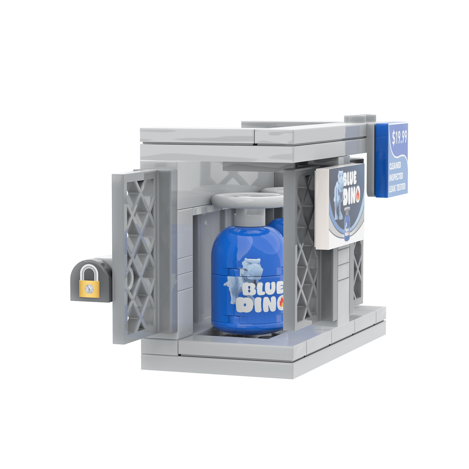 “Blue Dino” Propane Exchange - Gas Station - Minifig Scale Custom Set - Made Using LEGO® Parts