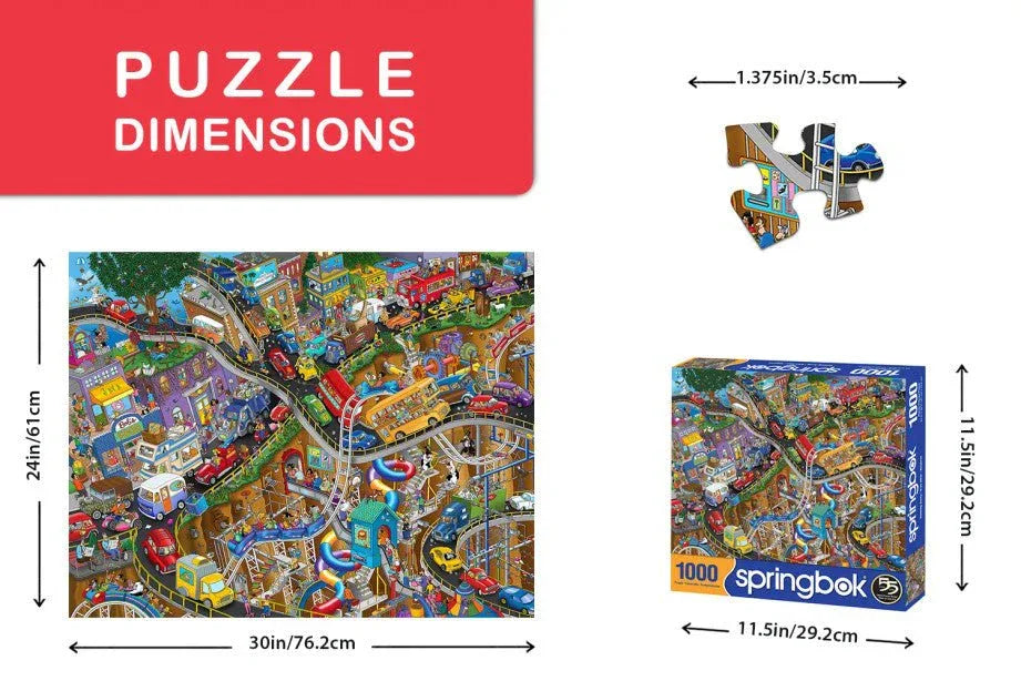 Getting Away 1000 Piece Jigsaw Puzzle by Springbok Puzzles - Wacky Rush Hour Fun - BIG FRENCHIES