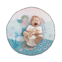 Sugar Reef Mermaid 4 Piece Nursery Crib Bedding Set - Appliqued Round Play Quilt, 100% Cotton Fitted Crib Sheet, Shirred Crib Skirt with 16" Drop, Nursery Organizer - BIG FRENCHIES