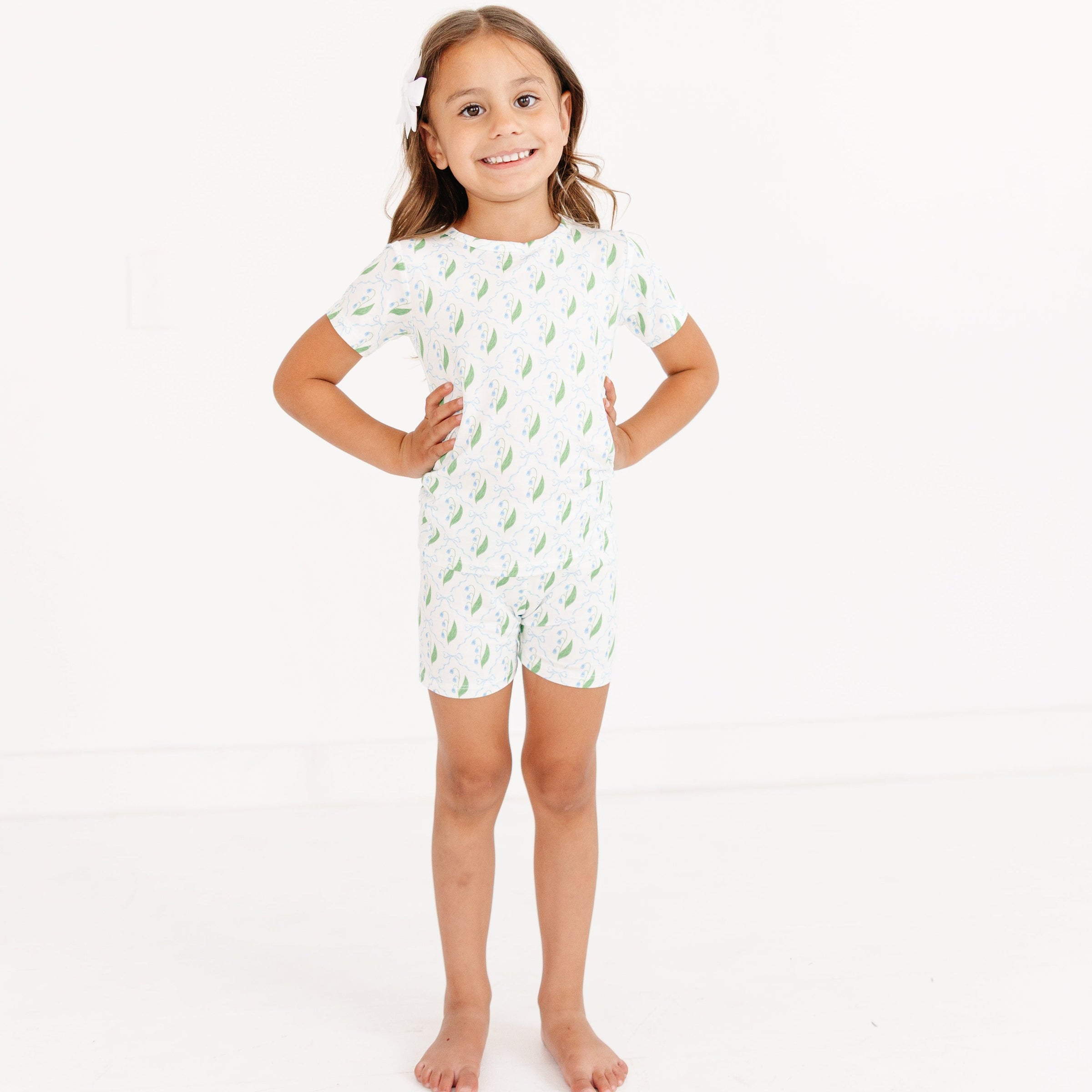 Bluebell Bows Short Sleeve & Shorts Bamboo Toddler Pajama Set - BIG FRENCHIES
