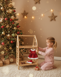 Rattan Doll Clothes Rack with Mini Hangers – Boho Pretend Play Closet for Girls