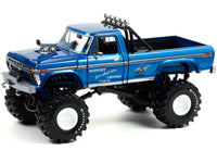 1974 Ford F-250 Ranger XLT Monster Truck with 48-Inch Tires Blue Metallic "Midwest Four Wheel Drive Center" "Kings of Crunch" Series 1/18 Diecast Model Car by Greenlight